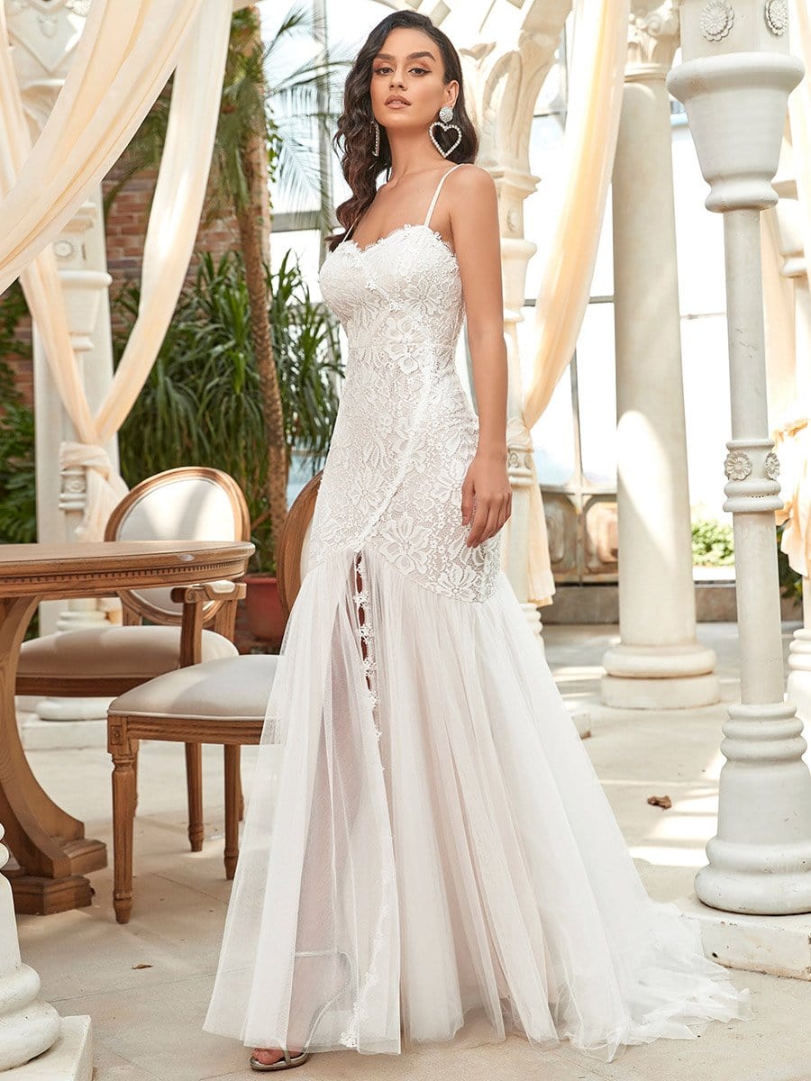 Sweetheart Spaghetti Strap Mermaid Wedding Dress #color_Cream