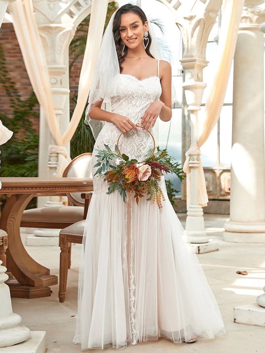 Sweetheart Spaghetti Strap Mermaid Wedding Dress #color_Cream