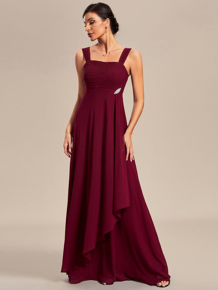 Two-Piece Square Neck Mother of the Bride Dress with Chiffon Top #color_Burgundy