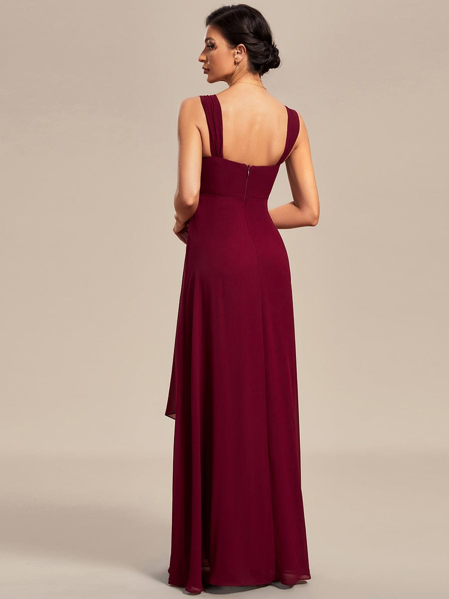 Two-Piece Square Neck Mother of the Bride Dress with Chiffon Top #color_Burgundy