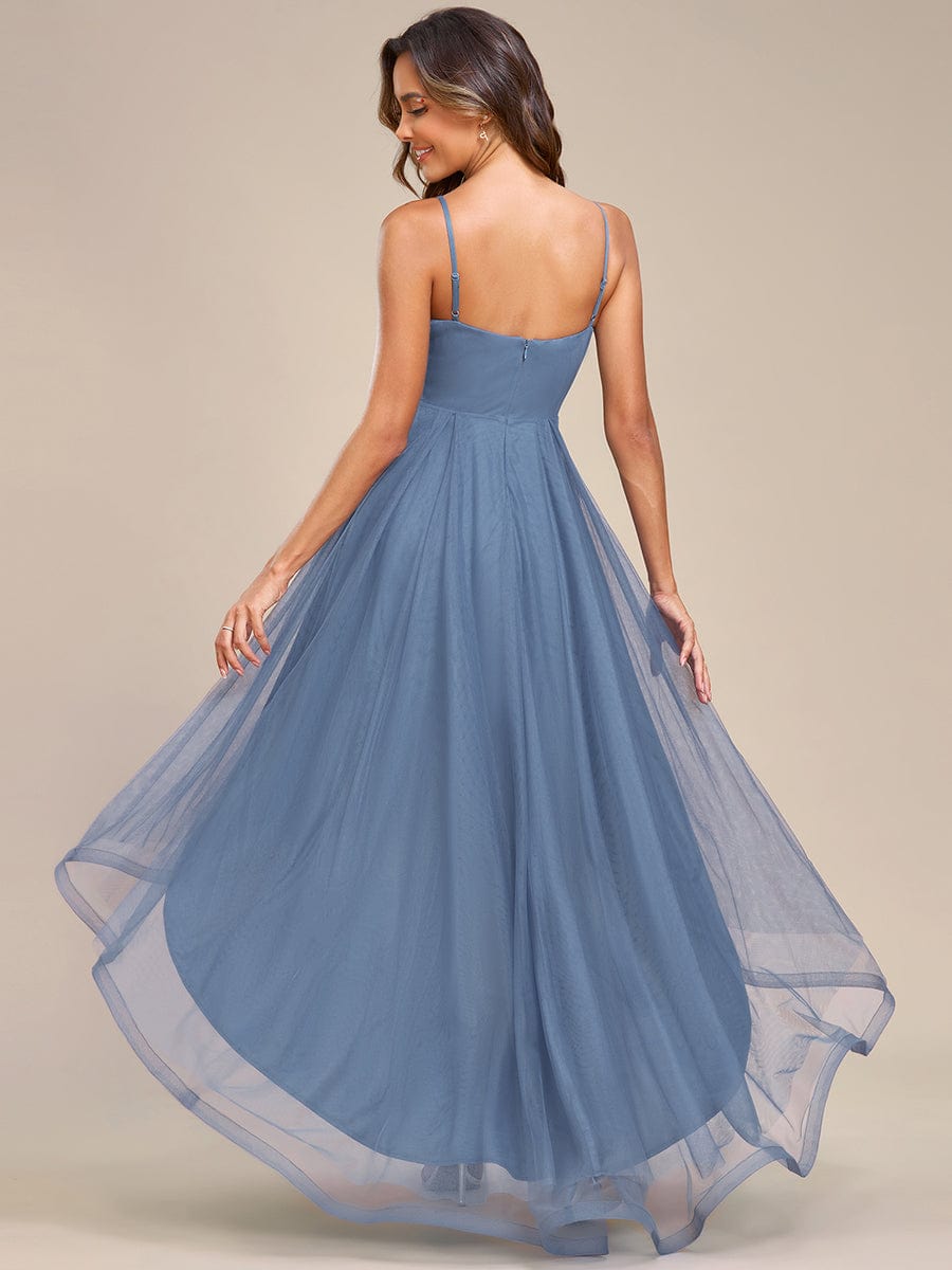 Chic and Stylish Sleeveless Prom Dress with High-Low Hemline #color_Dusty Blue