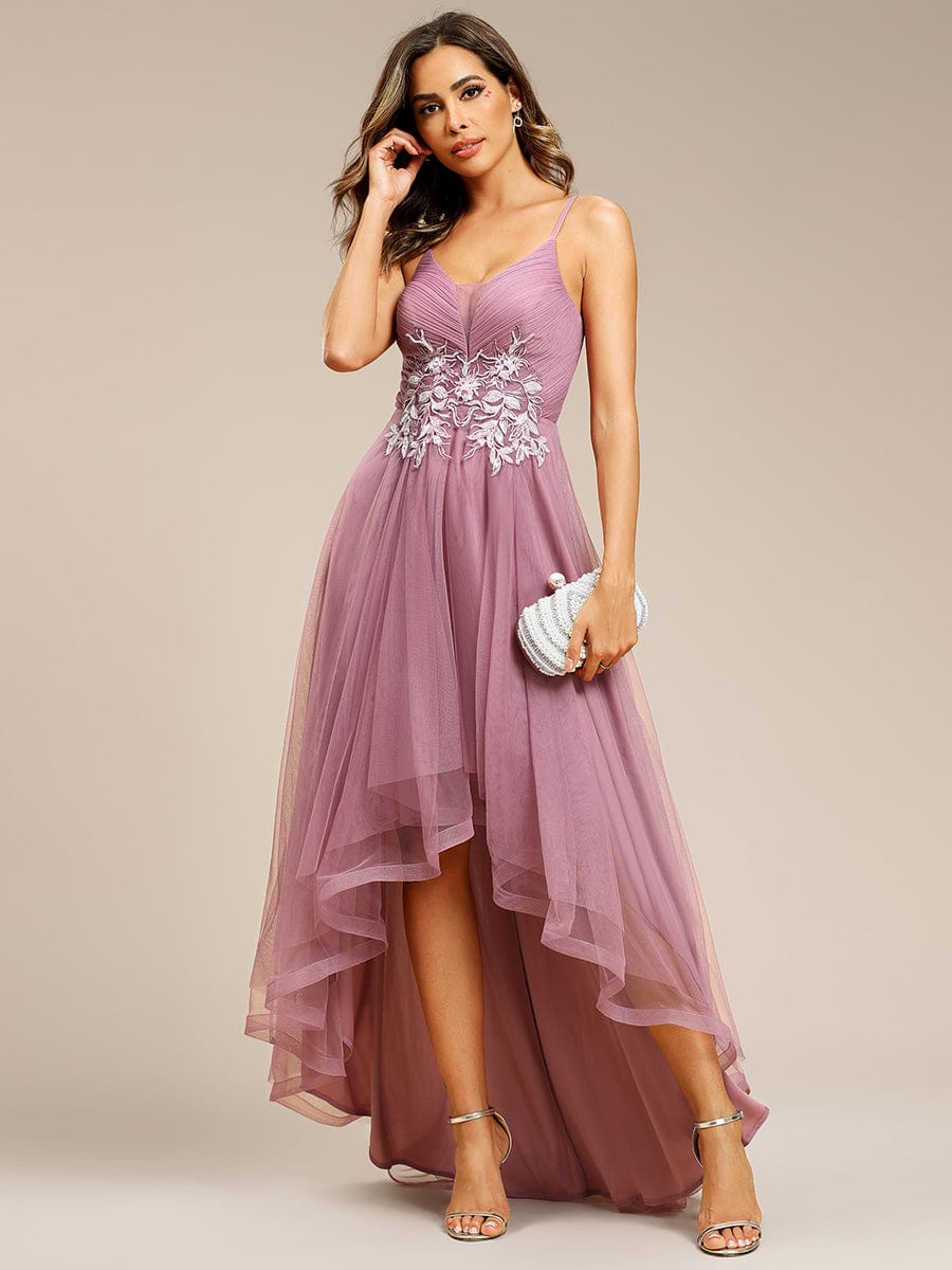 Chic and Stylish Sleeveless Prom Dress with High-Low Hemline #Color_Purple Orchid