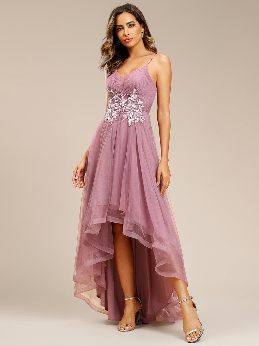 Chic and Stylish Sleeveless Prom Dress with High-Low Hemline #Color_Purple Orchid