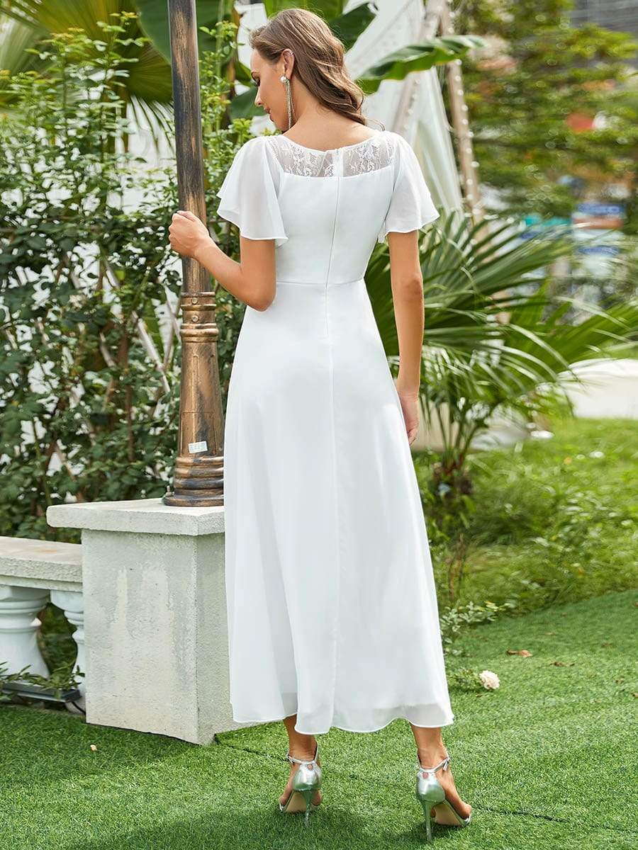 Women's Casual Boat Neck A-Line Midi Dress with Irregular Hem #color_Cream