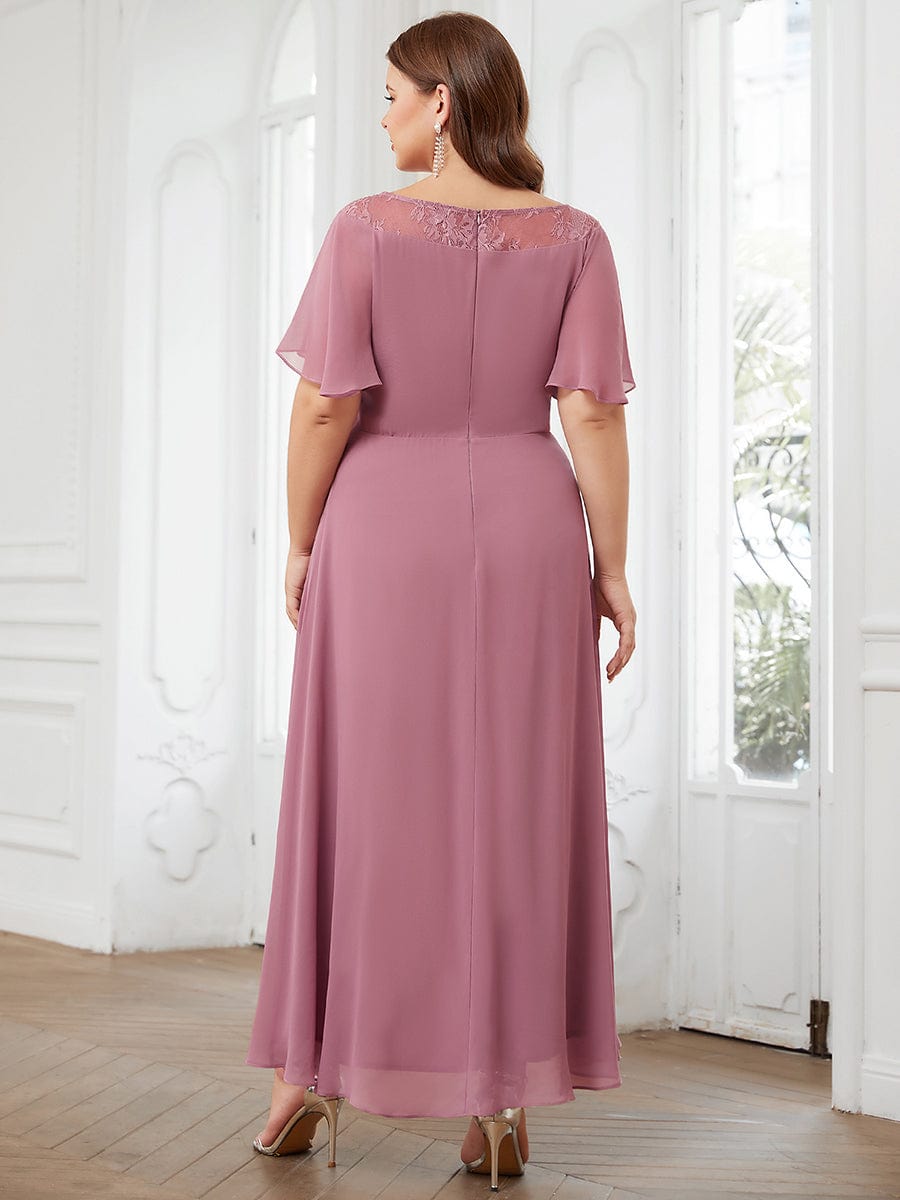 Plus Size A-Line Midi Dress With Asymmetric Hems #color_Purple Orchid