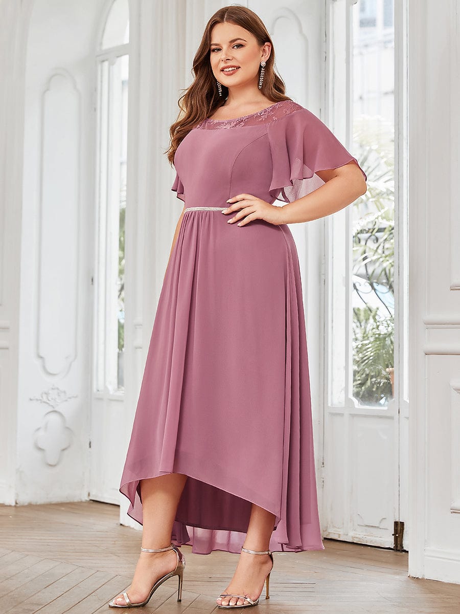 Plus Size A-Line Midi Dress With Asymmetric Hems #color_Purple Orchid