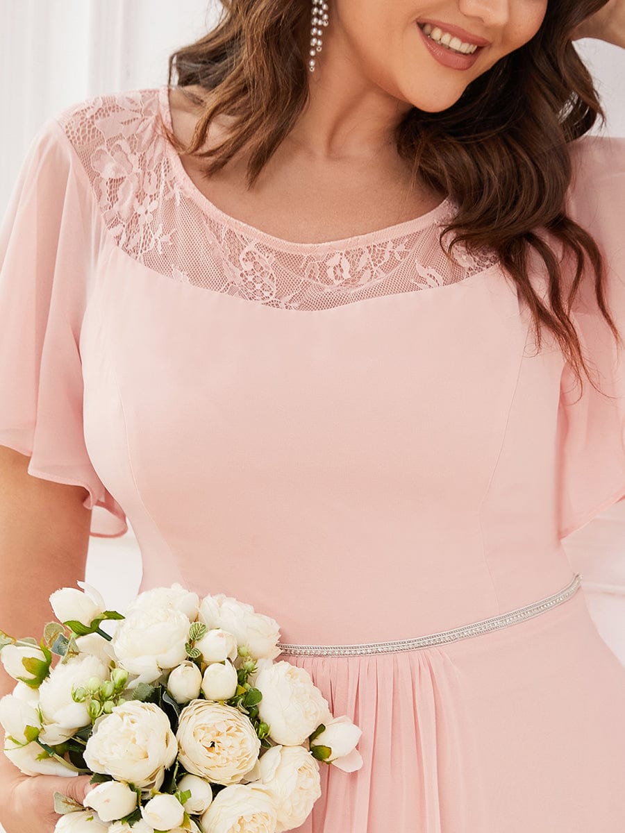 Plus Size A-Line Midi Dress With Asymmetric Hems #color_Pink