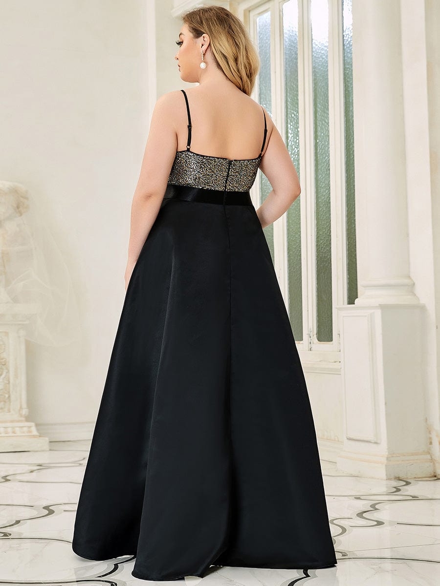 Sexy Backless Sparkly Prom Dresses for Women with Irregular Hem #color_Black