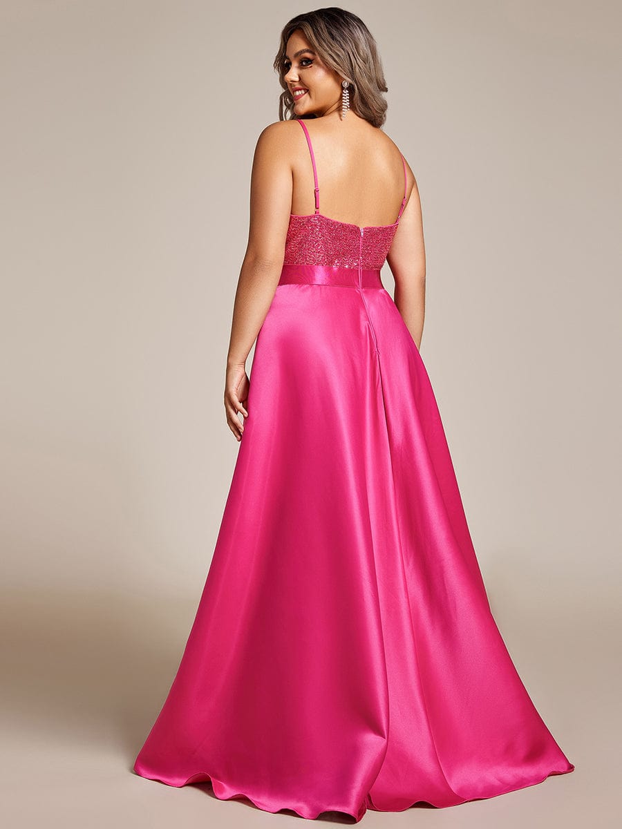 Sexy Backless Sparkly Prom Dresses for Women with Irregular Hem #color_Hot Pink