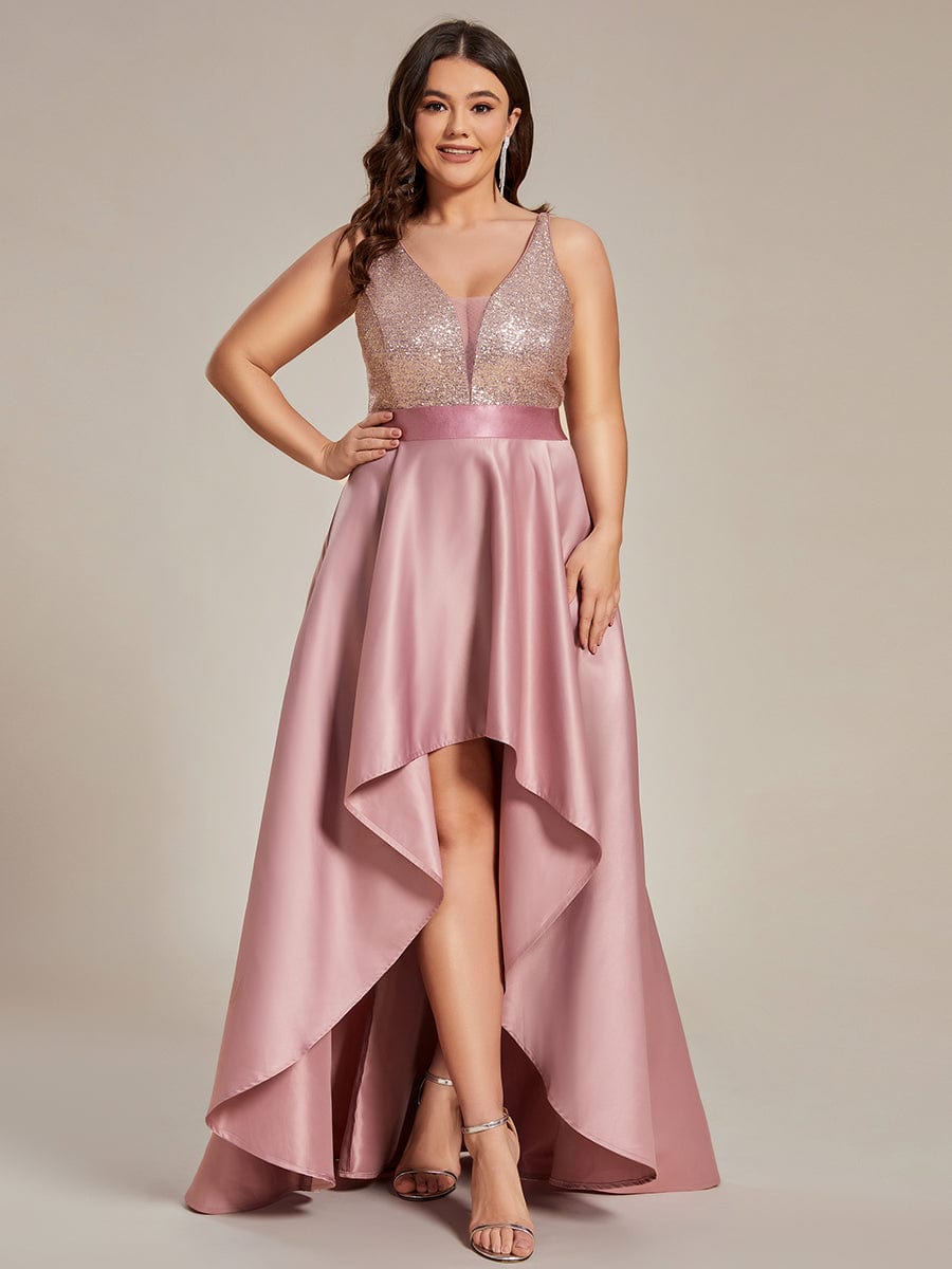 Sparkly Plus Size Prom Dresses for Women with Irregular Hem #color_Purple Orchid