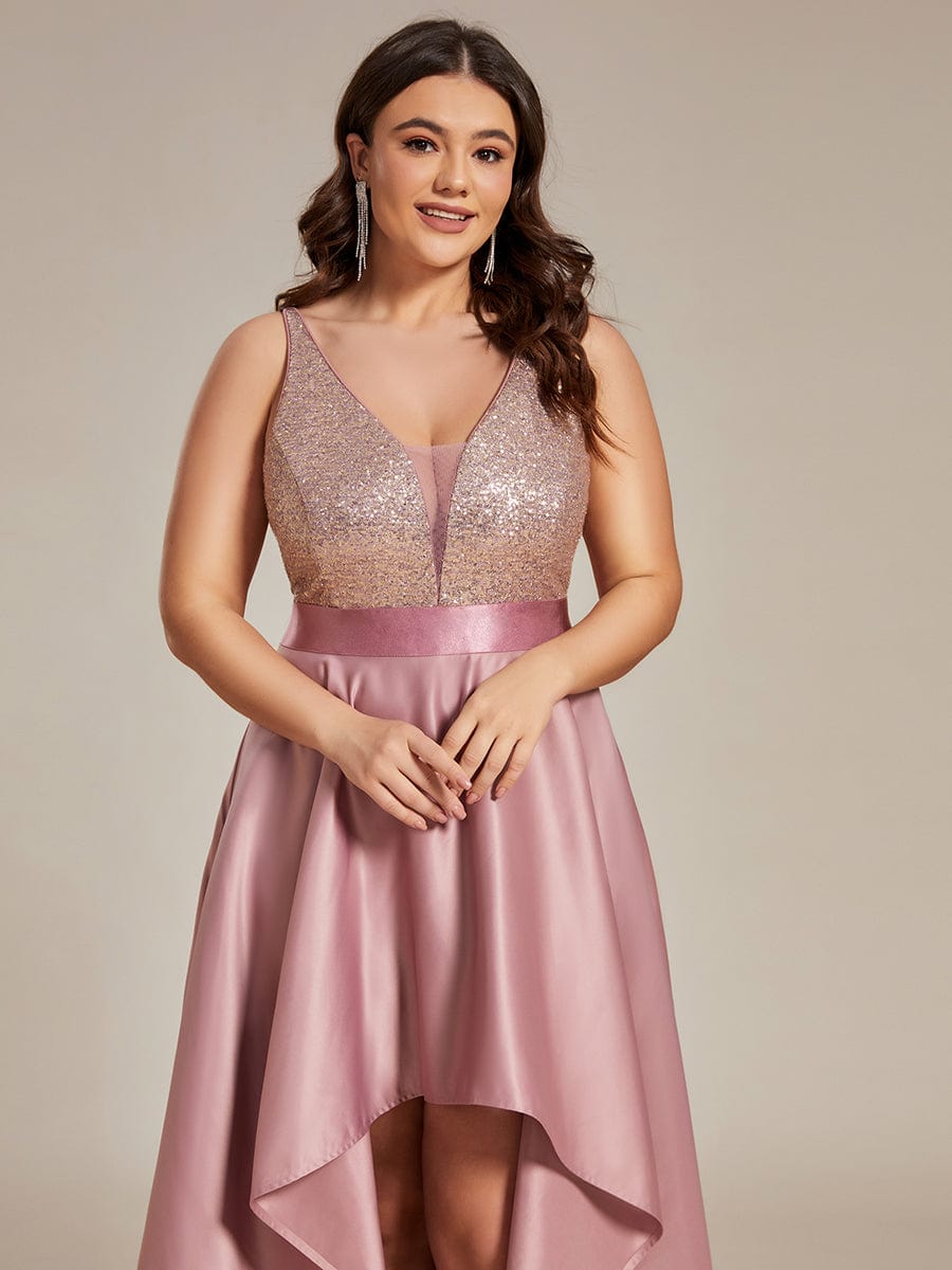 Sexy Backless Sparkly Prom Dresses for Women with Irregular Hem #color_Purple Orchid