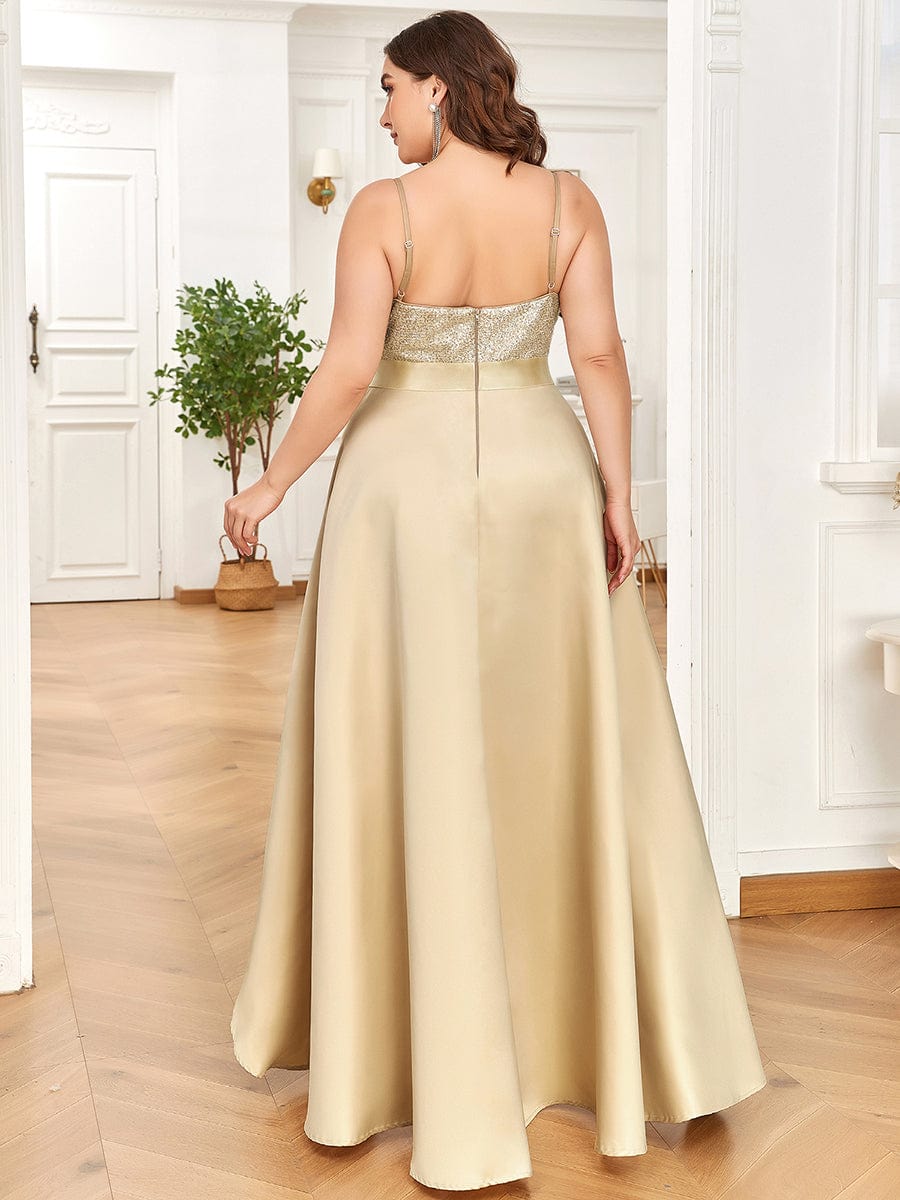 Sexy Backless Sparkly Prom Dresses for Women with Irregular Hem #color_Rose Gold