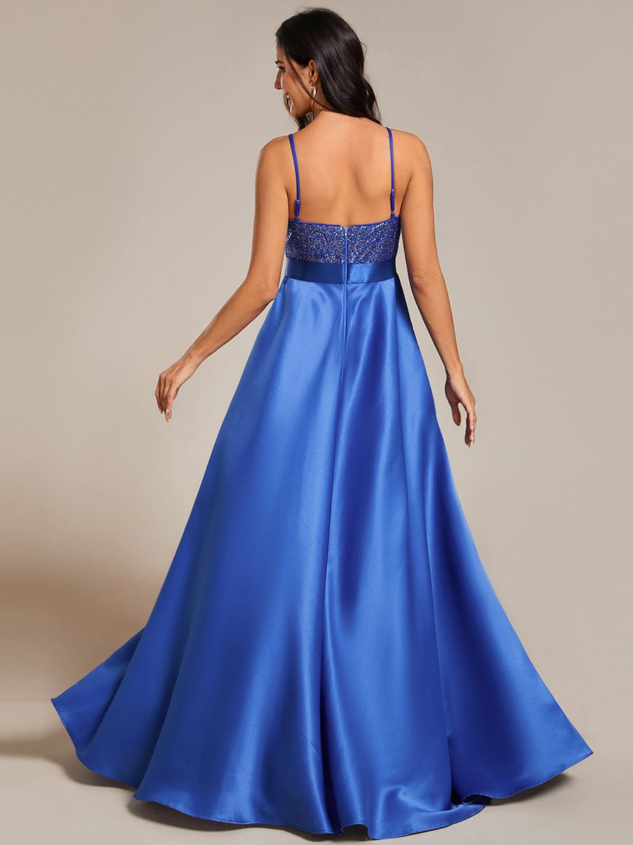 Sexy Backless Sparkly Prom Dresses for Women with Irregular Hem #color_Sapphire Blue