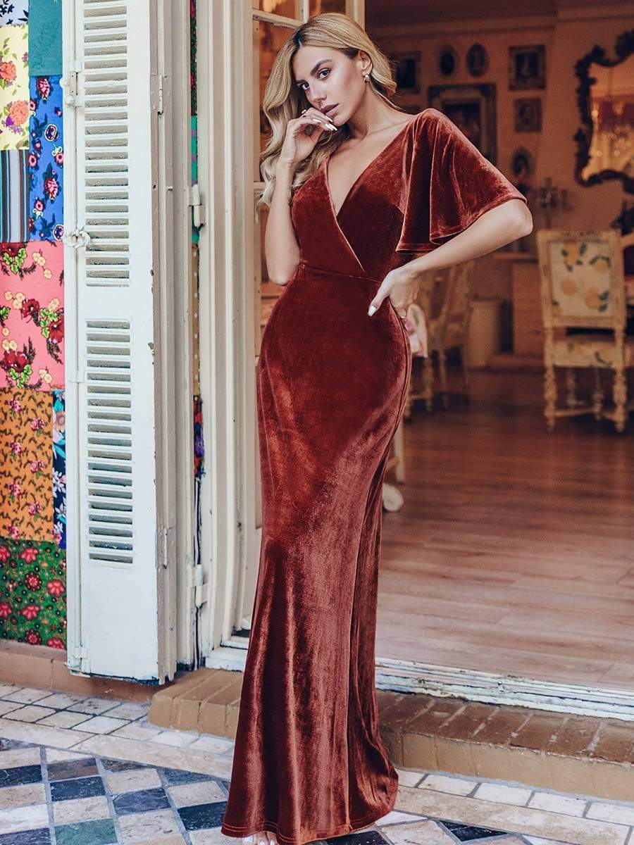 Elegant velvet evening dresses best sale