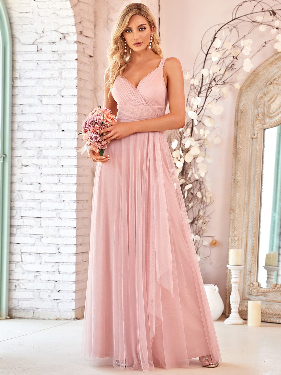 Pink Tulle Bridesmaid Dresses #style_EP07303PK