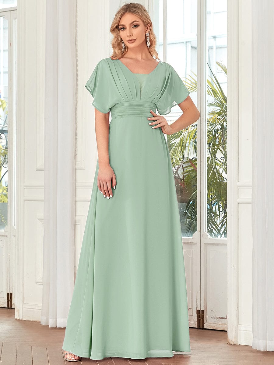 Custom Size Stunning A Line Empire Waist Chiffon Wedding Guest Dress