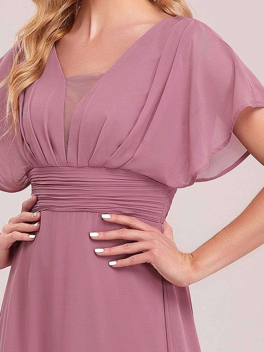 Stunning A-Line Empire Waist Chiffon Wedding Guest Dress #color_Purple Orchid