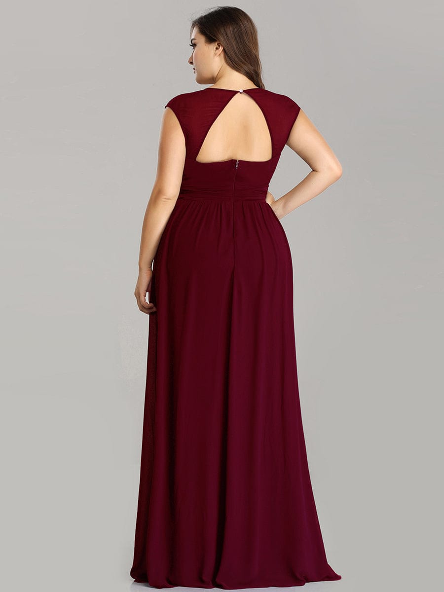 Custom Size Sleeveless Grecian Style Evening Dress #color_Burgundy