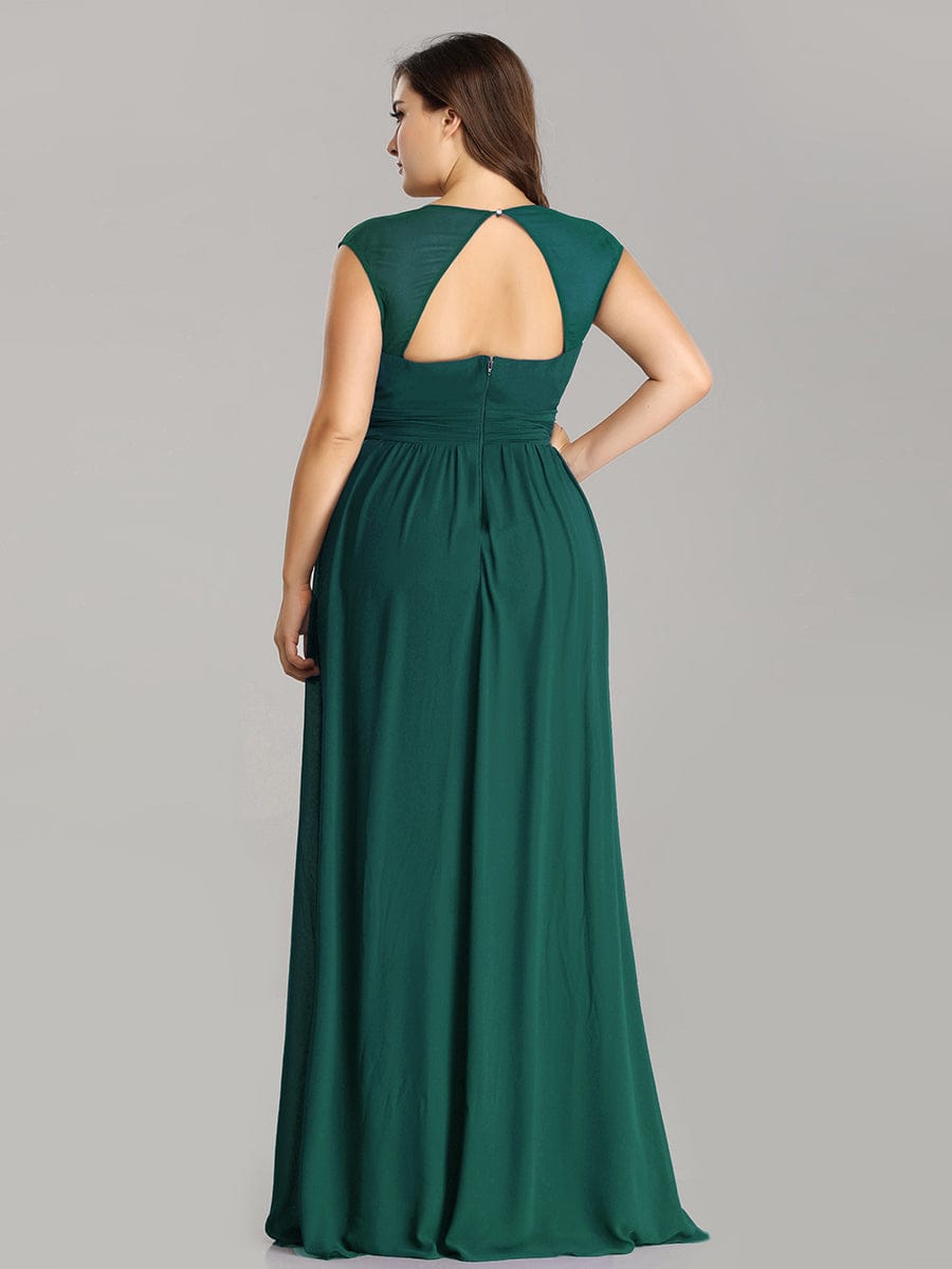 Custom Size Sleeveless Grecian Style Evening Dress #color_Dark Green