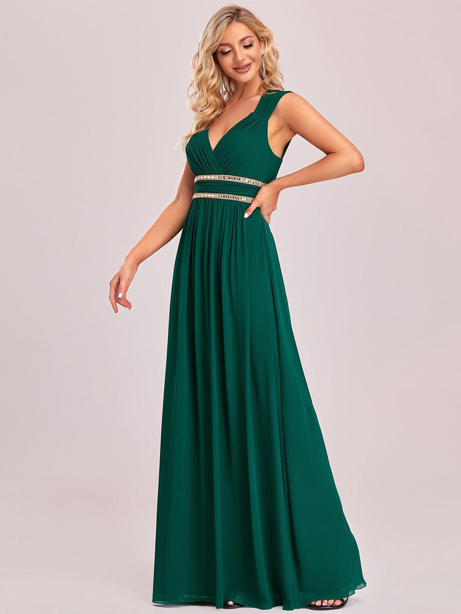 Custom Size Sleeveless Grecian Style Evening Dress #color_Dark Green