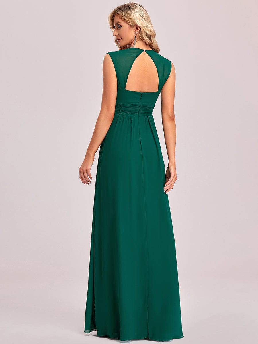 Custom Size Sleeveless Grecian Style Evening Dress #color_Dark Green