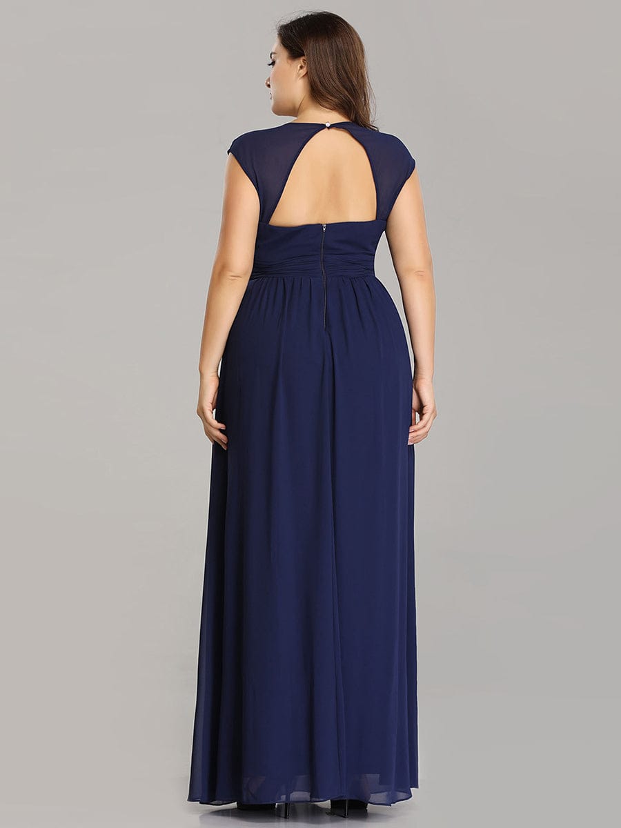 Custom Size Sleeveless Grecian Style Evening Dress #color_Navy Blue