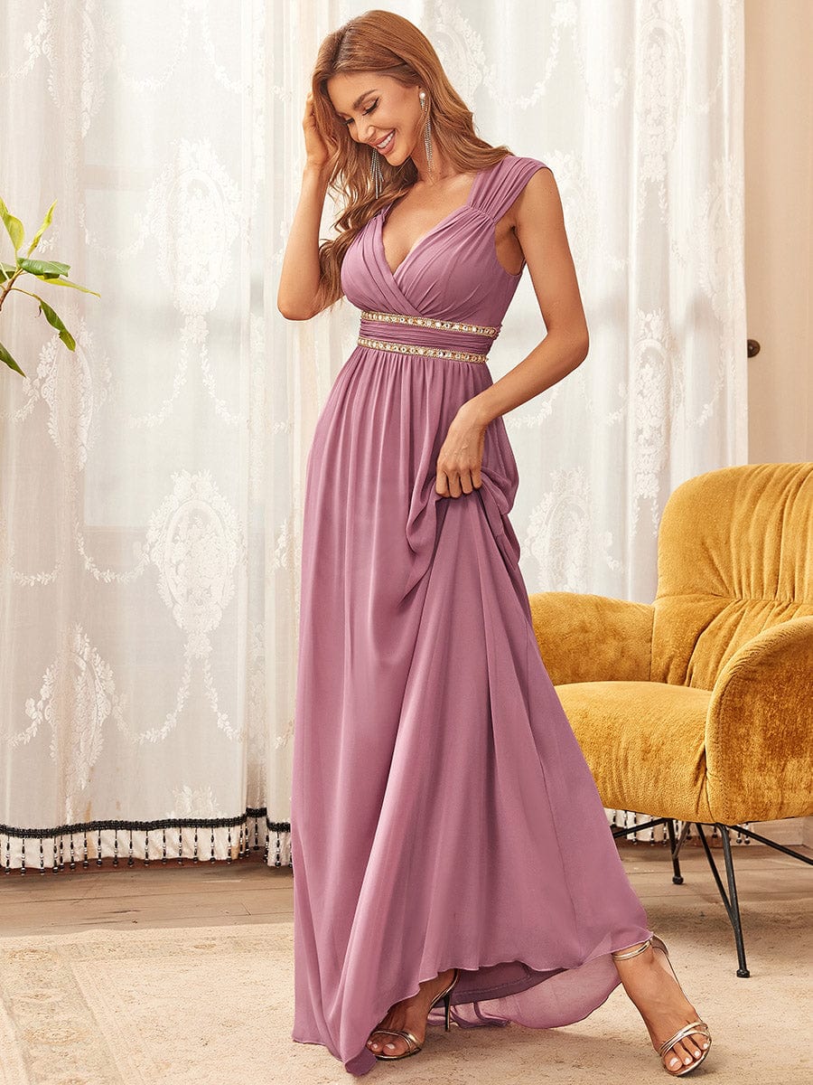 Custom Size Sleeveless Grecian Style Evening Dress #color_Purple Orchid