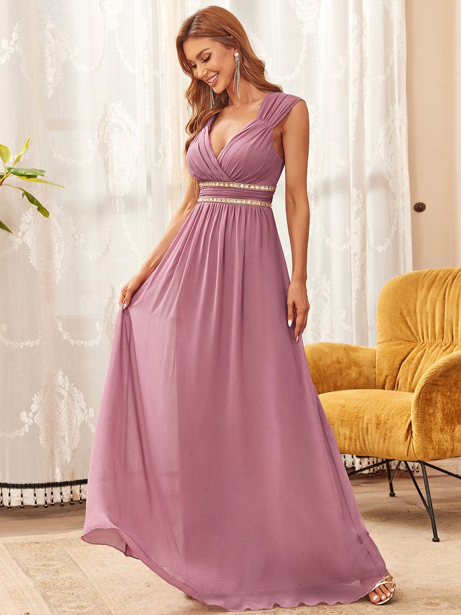 Custom Size Sleeveless Grecian Style Evening Dress #color_Purple Orchid