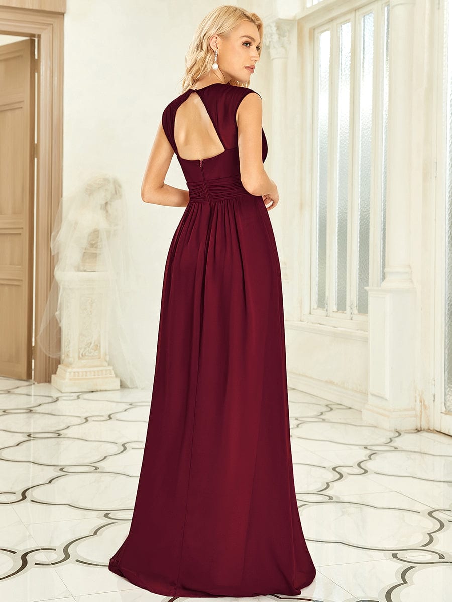 Sleeveless Grecian Style Formal Evening Dresses for Women #color_Burgundy