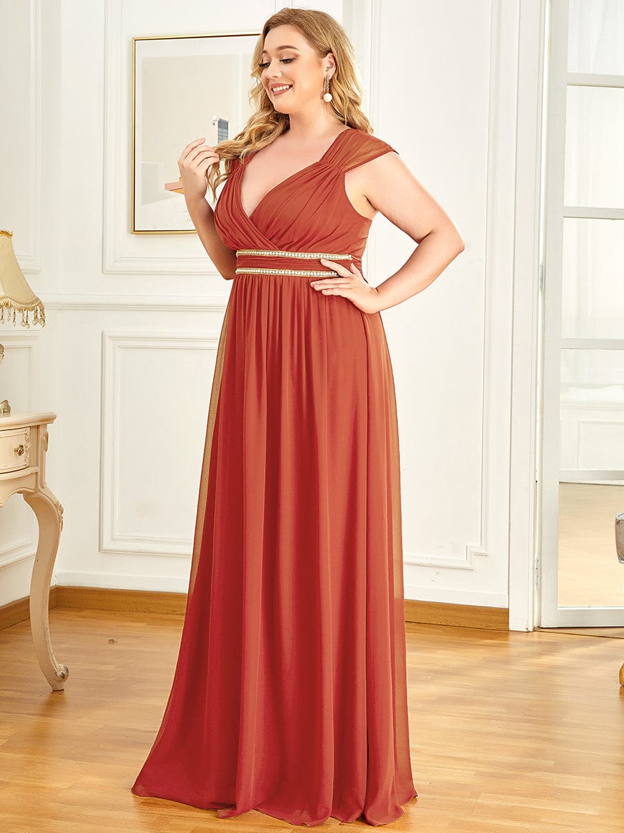 Sleeveless Grecian Style Formal Evening Dresses for Women #color_Burnt Orange