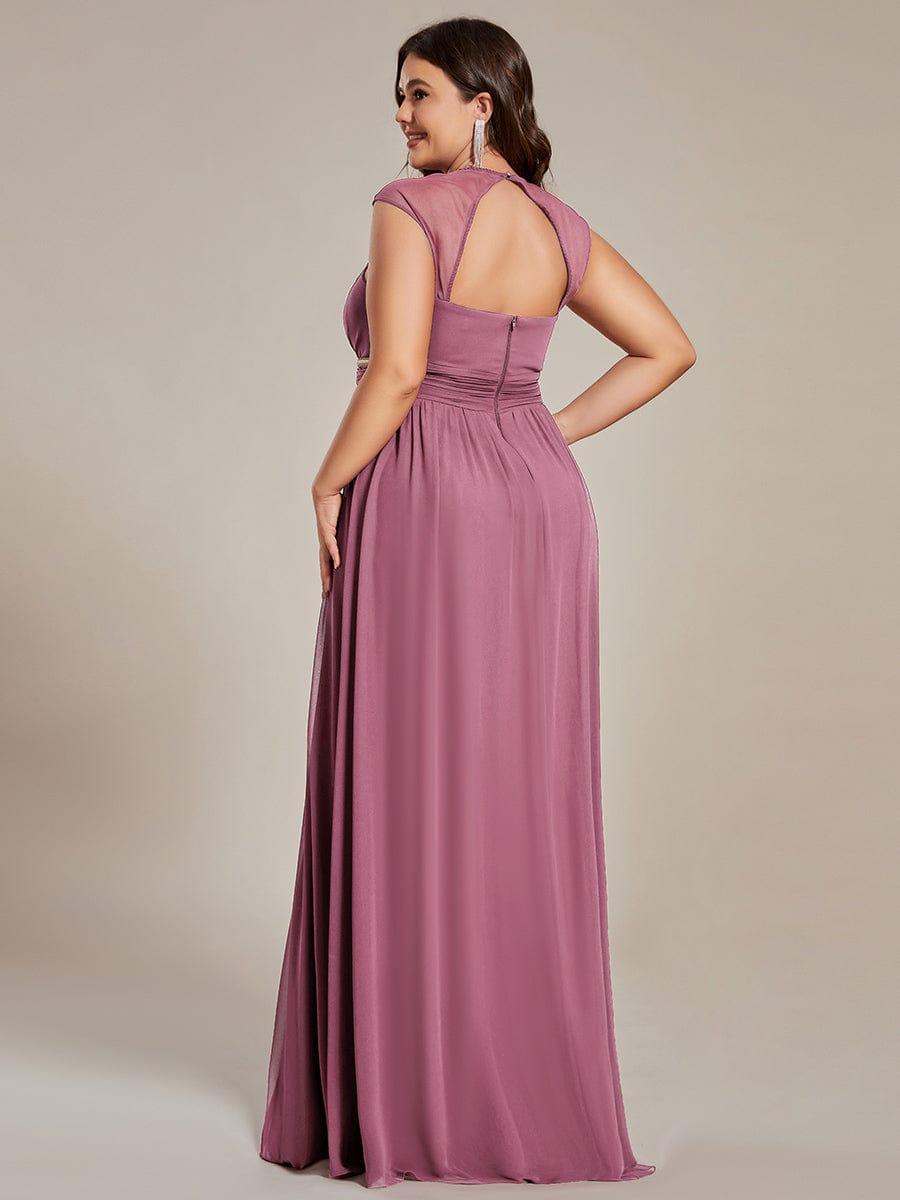 V-Neck Sleeveless Grecian Style Plus Size Evening Dresses #color_Purple Orchid