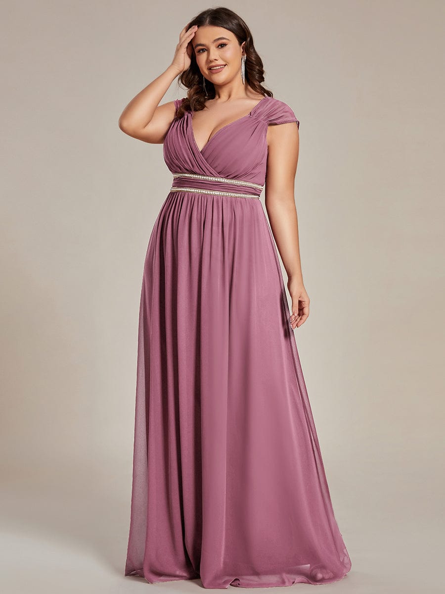 V-Neck Sleeveless Grecian Style Plus Size Evening Dresses #color_Purple Orchid