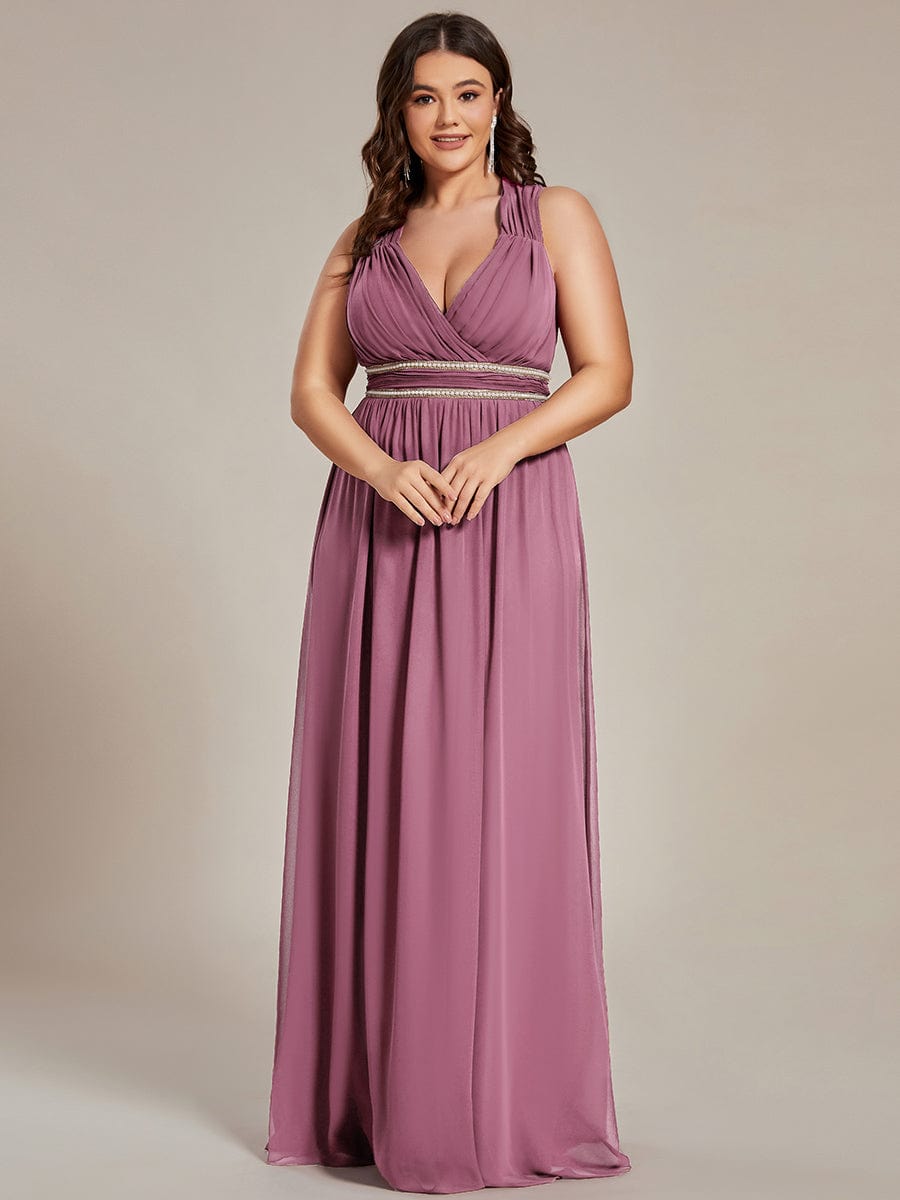 V-Neck Sleeveless Grecian Style Plus Size Evening Dresses #color_Purple Orchid