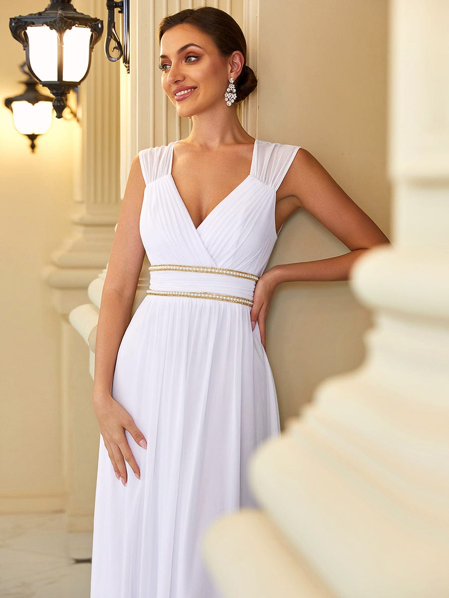 Sleeveless Grecian Style Formal Evening Dresses for Women #color_White
