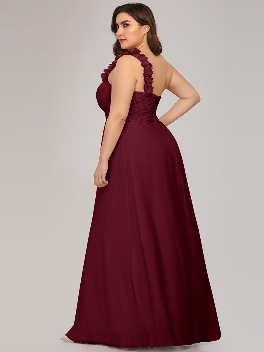 Custom Size Chiffon One Shoulder Maxi Long Bridesmaid Dresses for Women #color_Burgundy