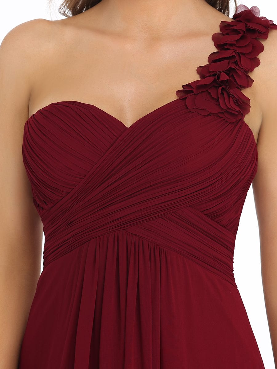 Custom Size Chiffon One Shoulder Maxi Long Bridesmaid Dresses for Women #color_Burgundy