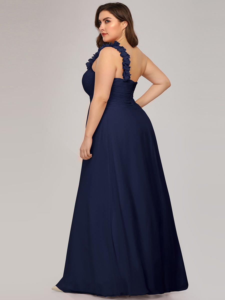 Chiffon One Shoulder Maxi Long Bridesmaid Dresses for Women #color_Navy Blue