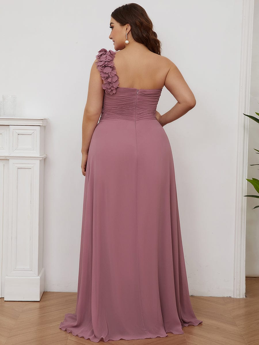 Chiffon One Shoulder Long Bridesmaid Dresses #color_Purple Orchid