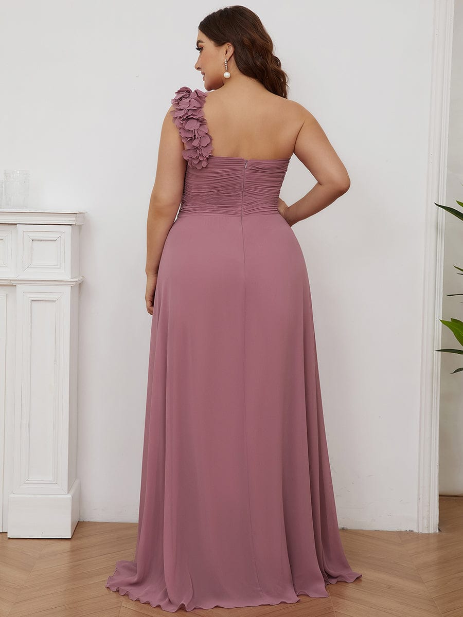 Custom Size Chiffon One Shoulder Maxi Long Bridesmaid Dresses for Women #color_Purple Orchid