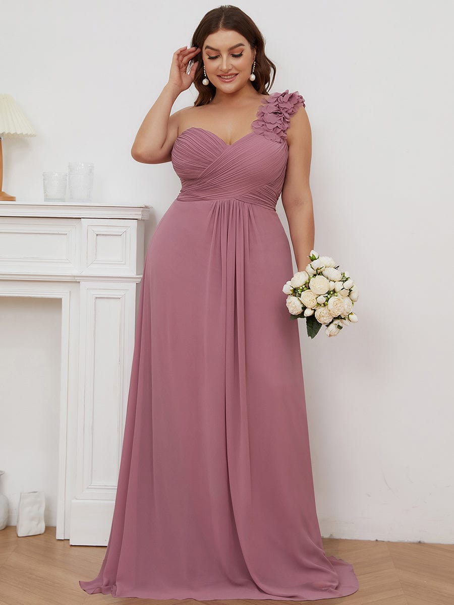 Chiffon One Shoulder Long Bridesmaid Dresses #color_Purple Orchid