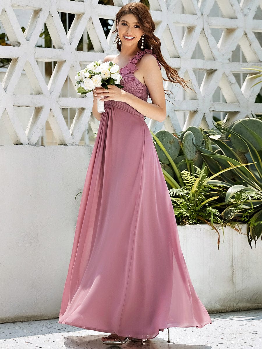 Chiffon One Shoulder Long Bridesmaid Dresses #color_Purple Orchid