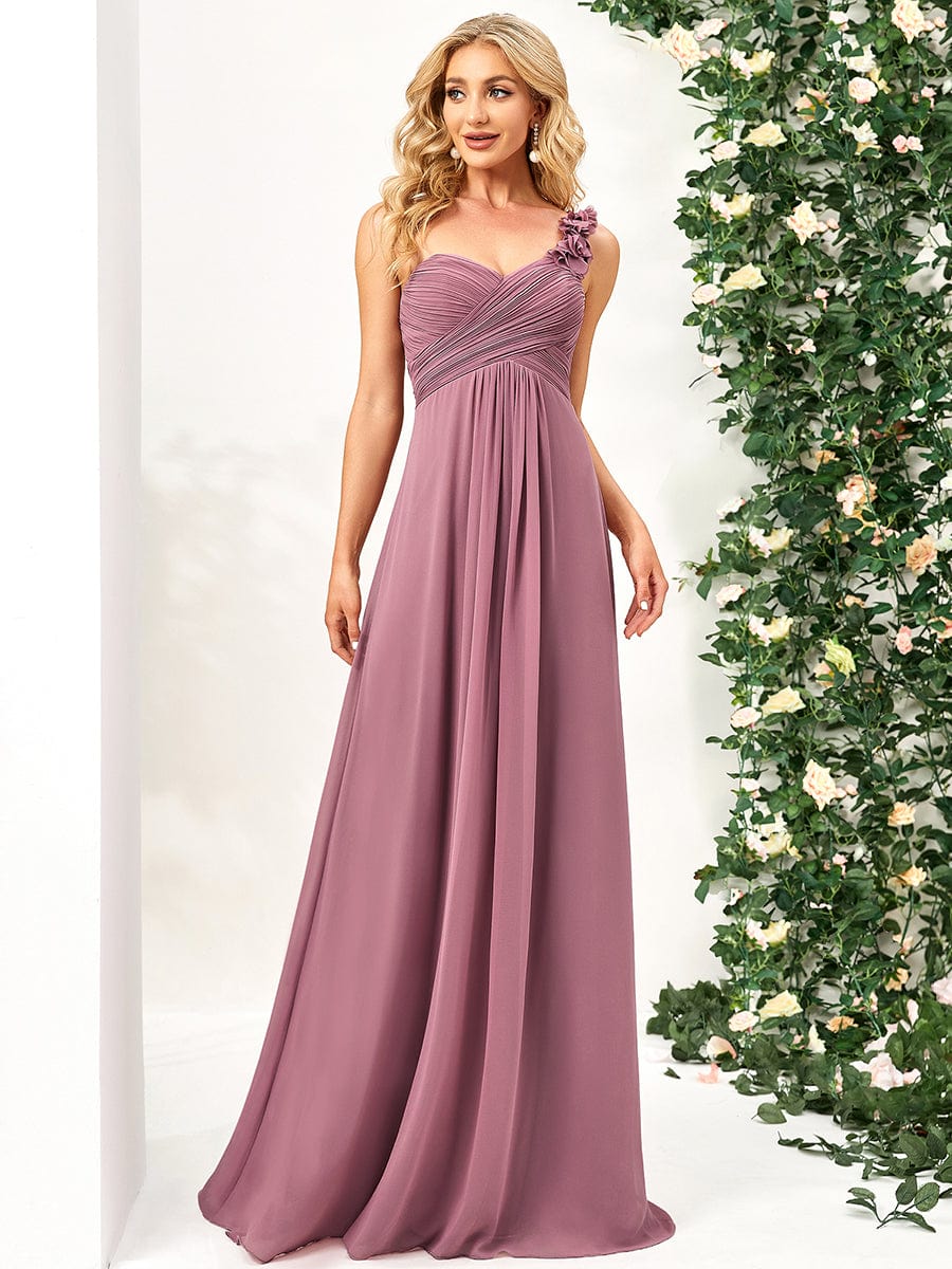 Custom Size Chiffon One Shoulder Maxi Long Bridesmaid Dresses for Women #color_Purple Orchid