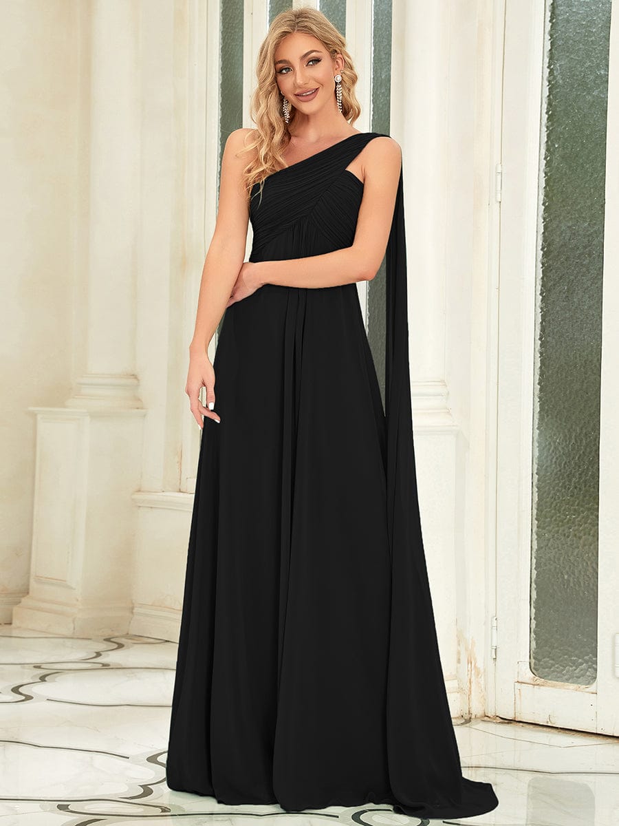 Fashion Long Chiffon One Shoulder Evening Dresses