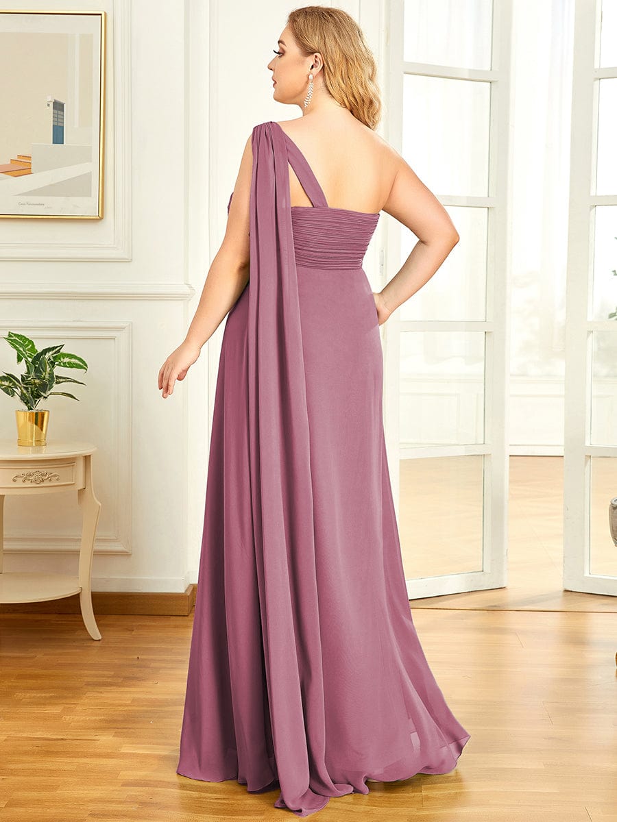 Maxi Long Chiffon One Shoulder Evening Dresses for Women #color_Purple Orchid