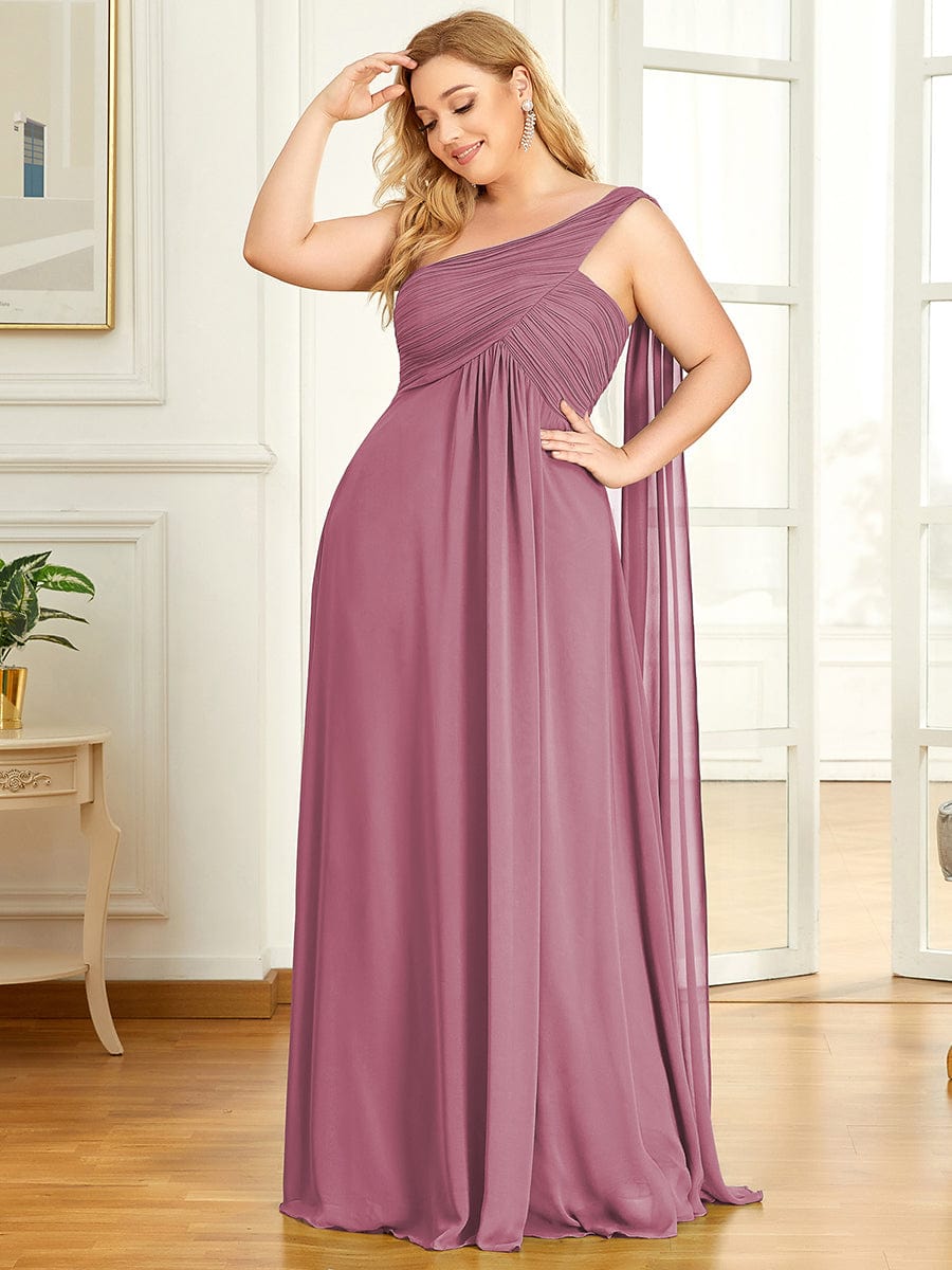 Maxi Long Chiffon One Shoulder Evening Dresses for Women #color_Purple Orchid