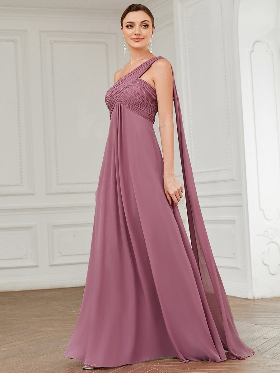 Maxi Long Chiffon One Shoulder Evening Dresses for Women #color_Purple Orchid