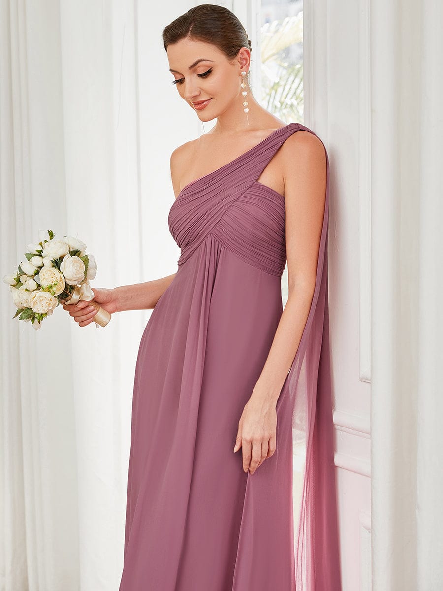 Maxi Long Chiffon One Shoulder Evening Dresses for Women #color_Purple Orchid