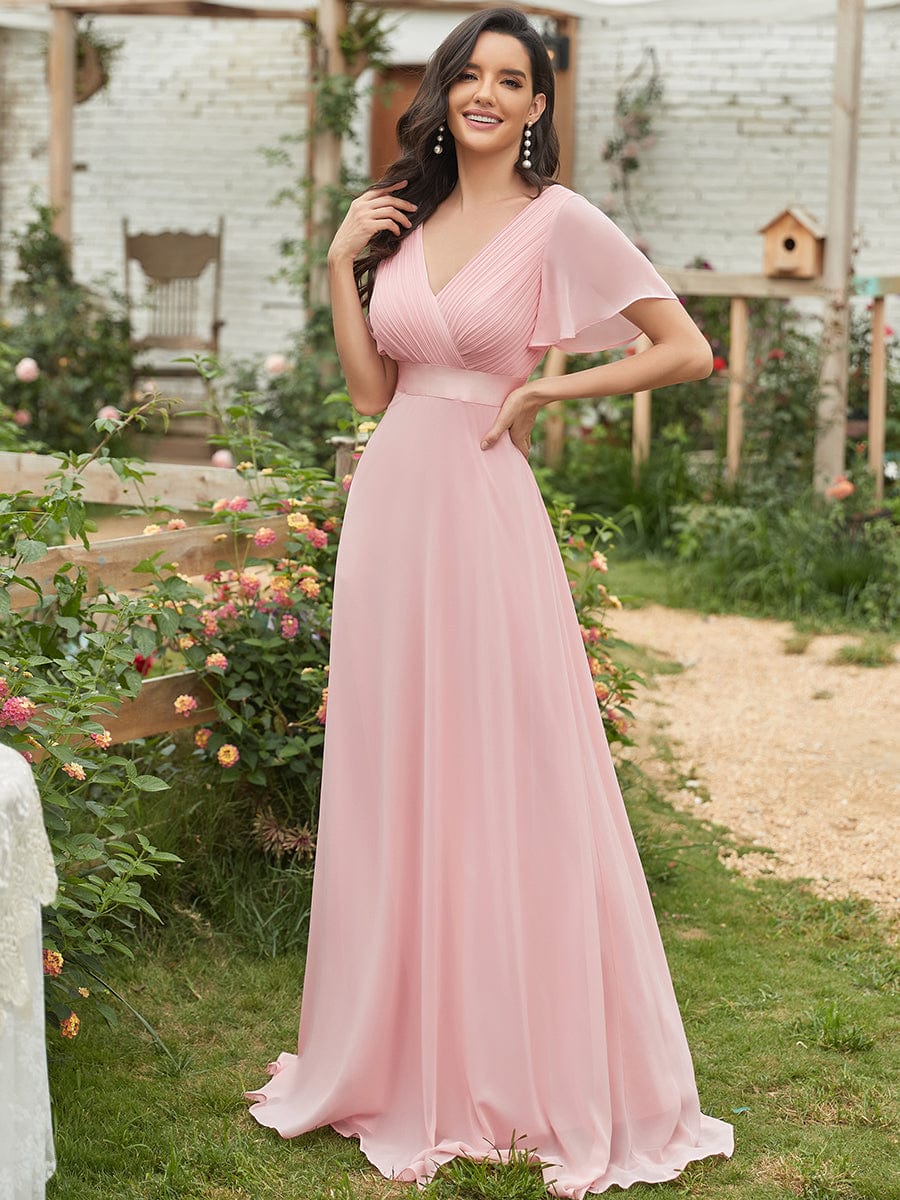 Pink Chiffon Bridesmaid Dresses #style_EP09890PK