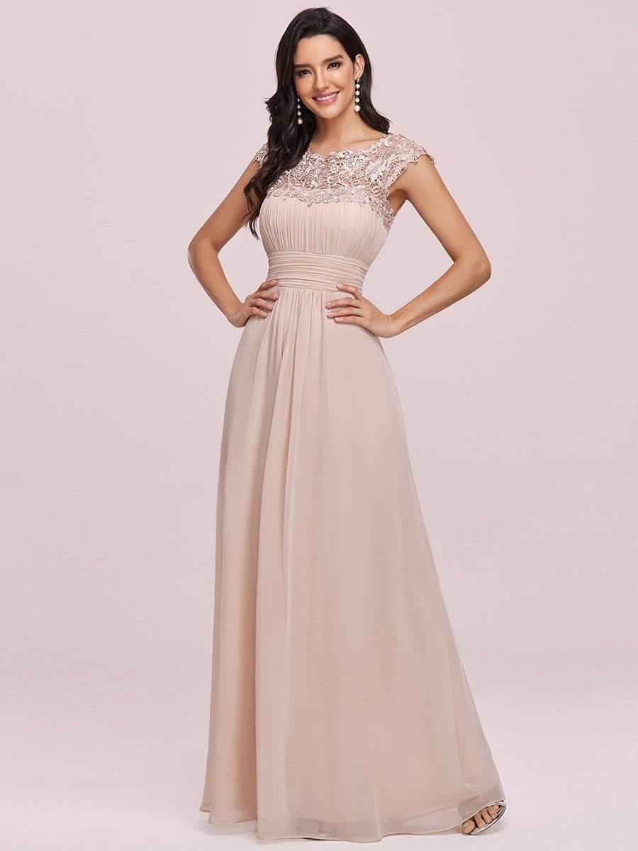 Maxi Long Empire Waist A Line Bridesmaid Dress #color_Blush