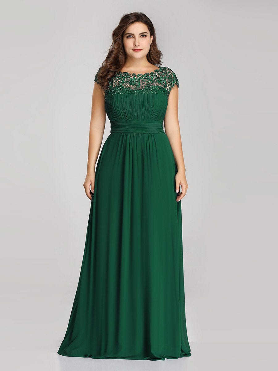 Maxi Long Empire Waist A Line Bridesmaid Dress #color_Dark Green